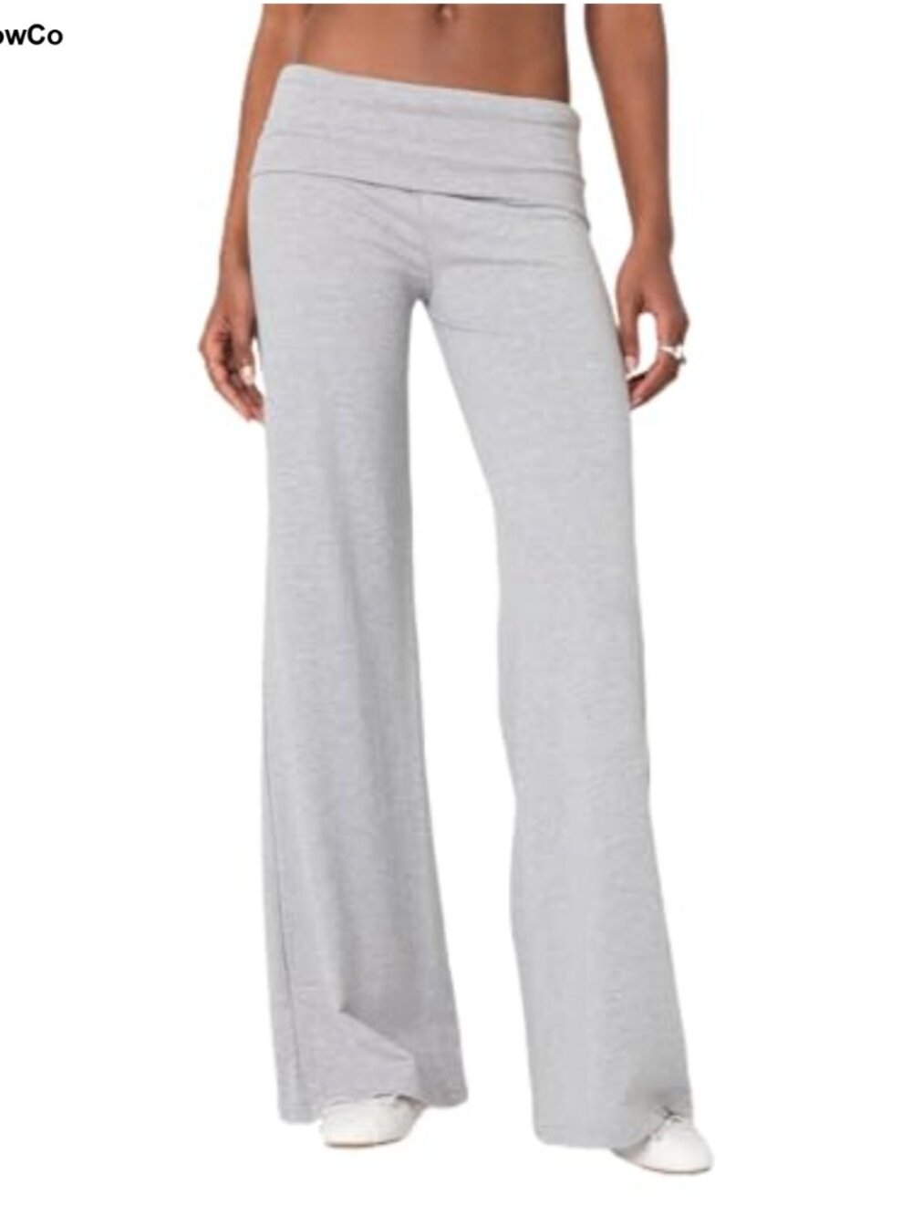 Fold Over Flare Yoga Pants Wide Leg Low Rise Bootcut Women's